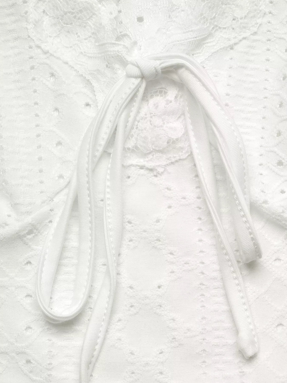 Eyelet V-Neck Long Sleeve T-Shirt