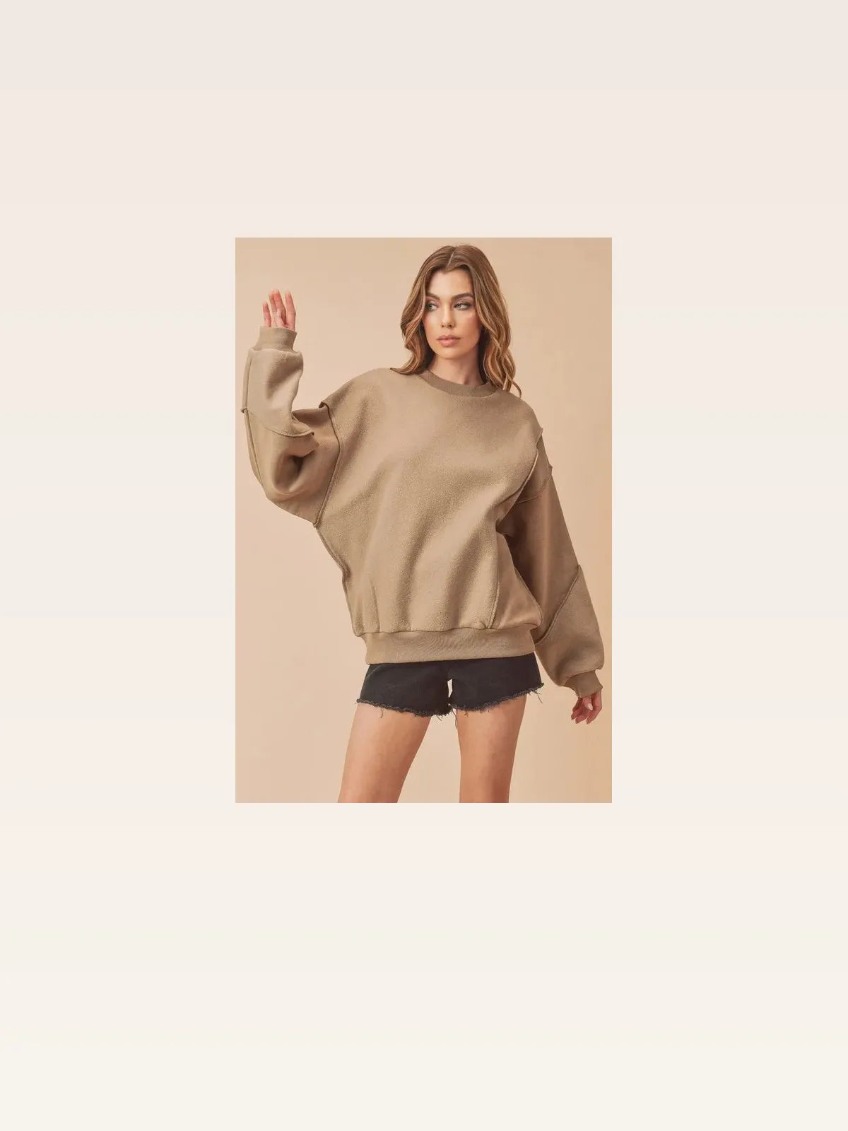 Exposed Seam Drop Shoulder Sweatshirt with Raw Hem