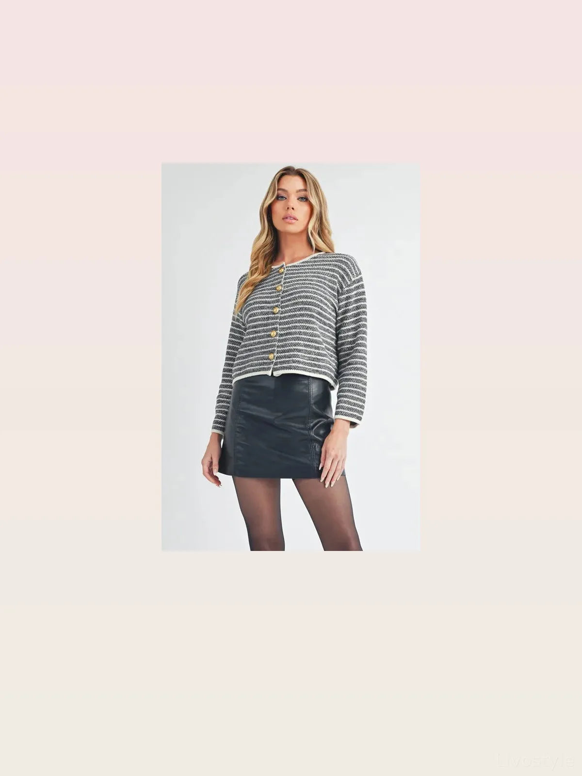 Striped Button-Down Cardigan