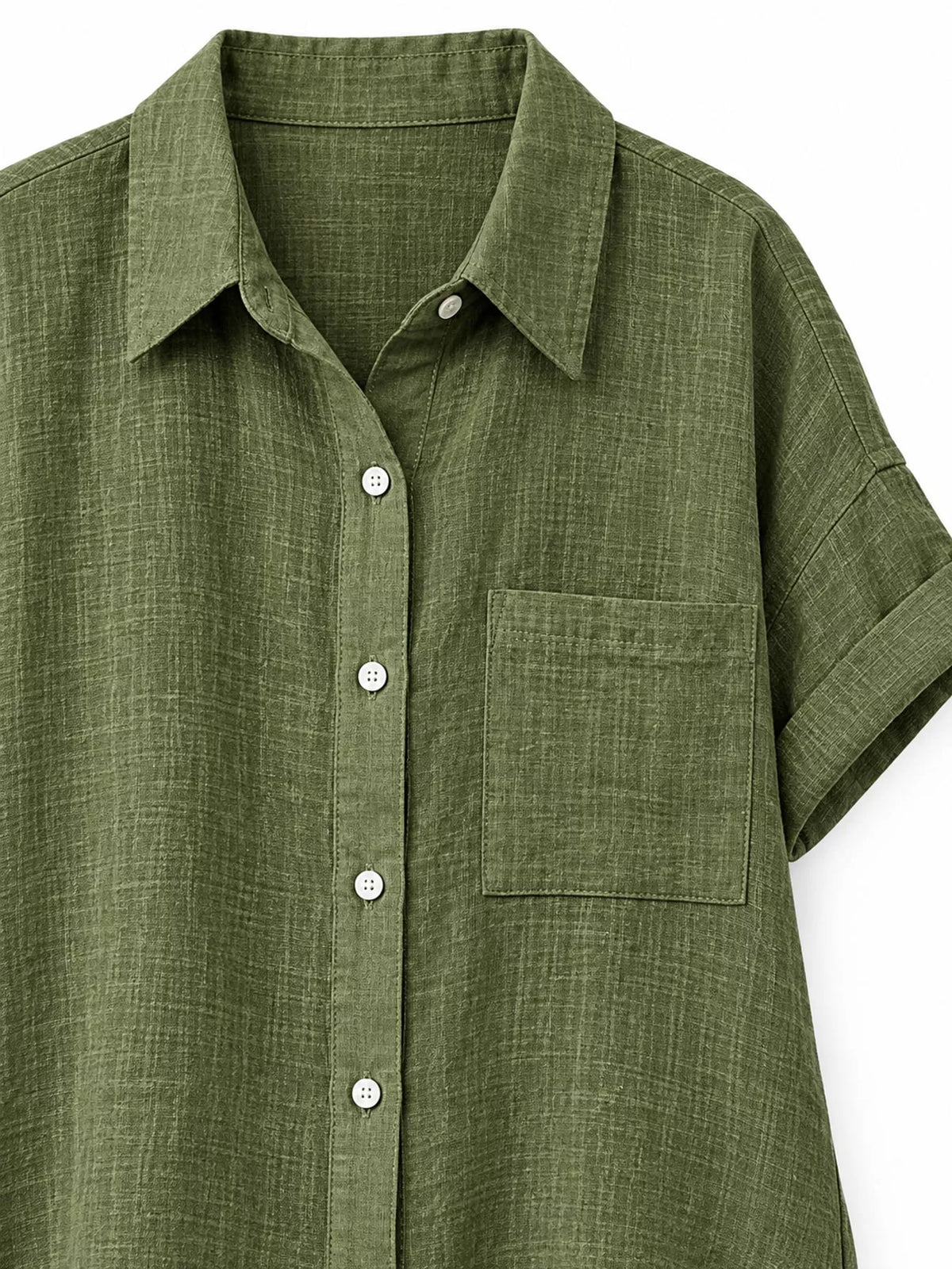 Full Size Button Up Short Sleeve Shirt Plus Size