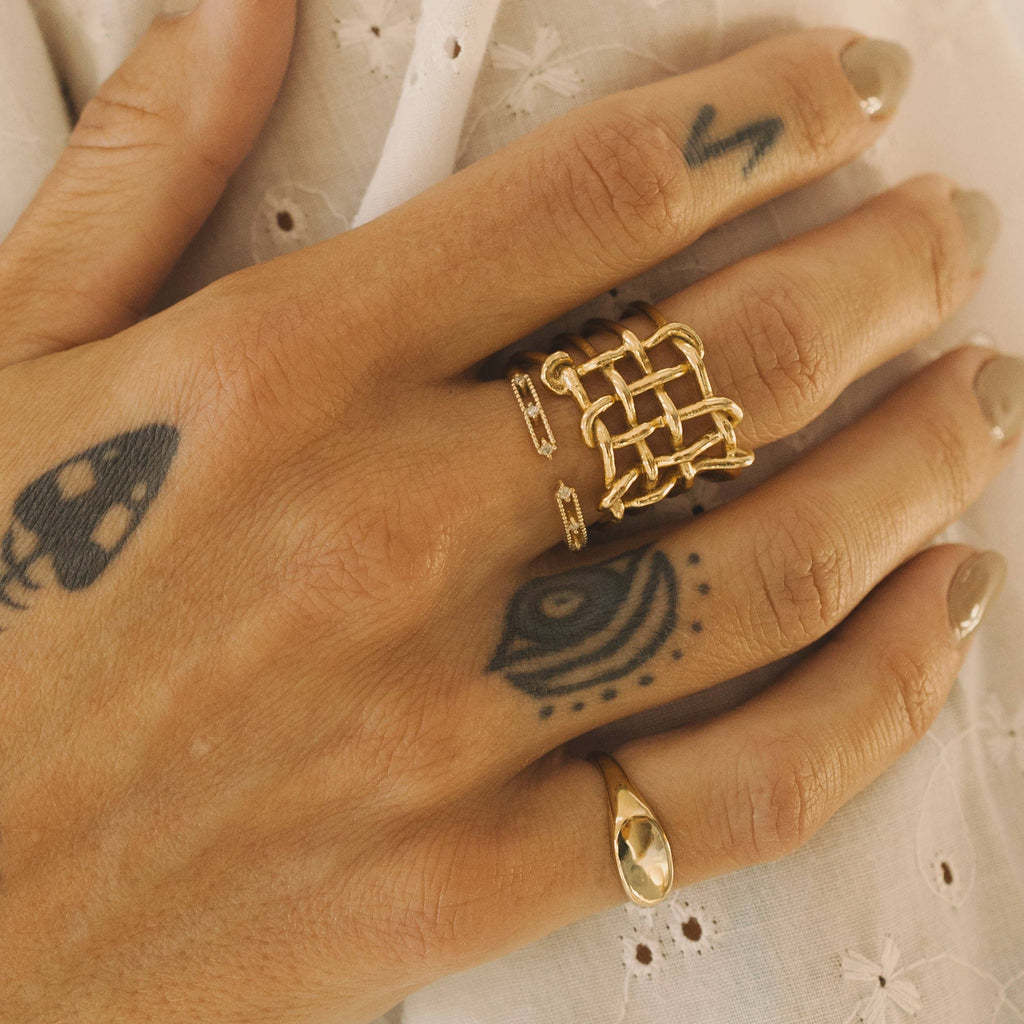 Woven Openwork Statement Ring
