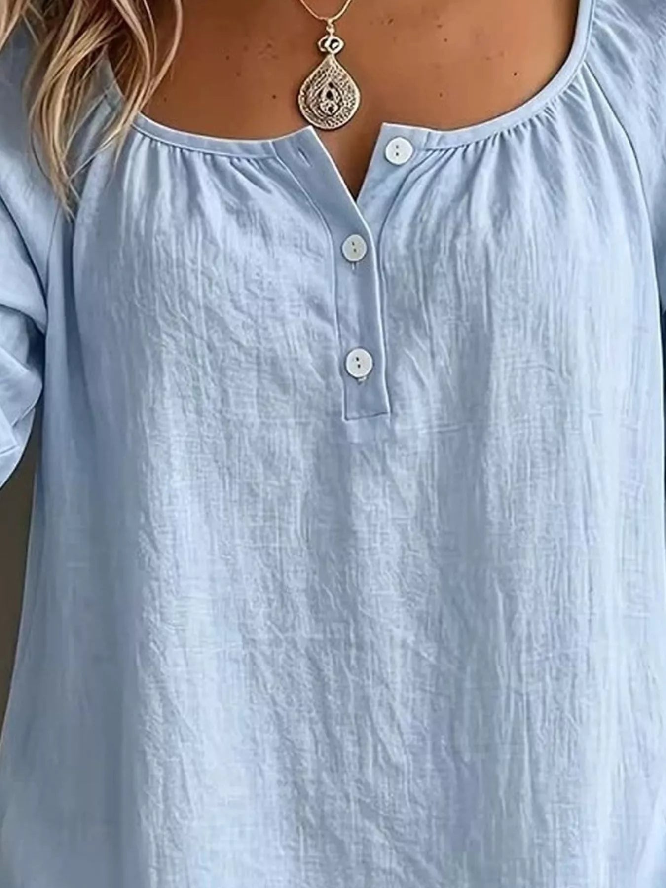 Button Detail Long Sleeve Top