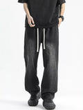 Men's Full Size Washed Wide Leg Drawstring Jeans Plus Size