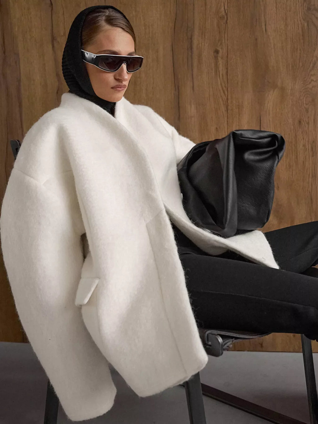 Wool-Blend Leg-of-Mutton Sleeves Outerwear
