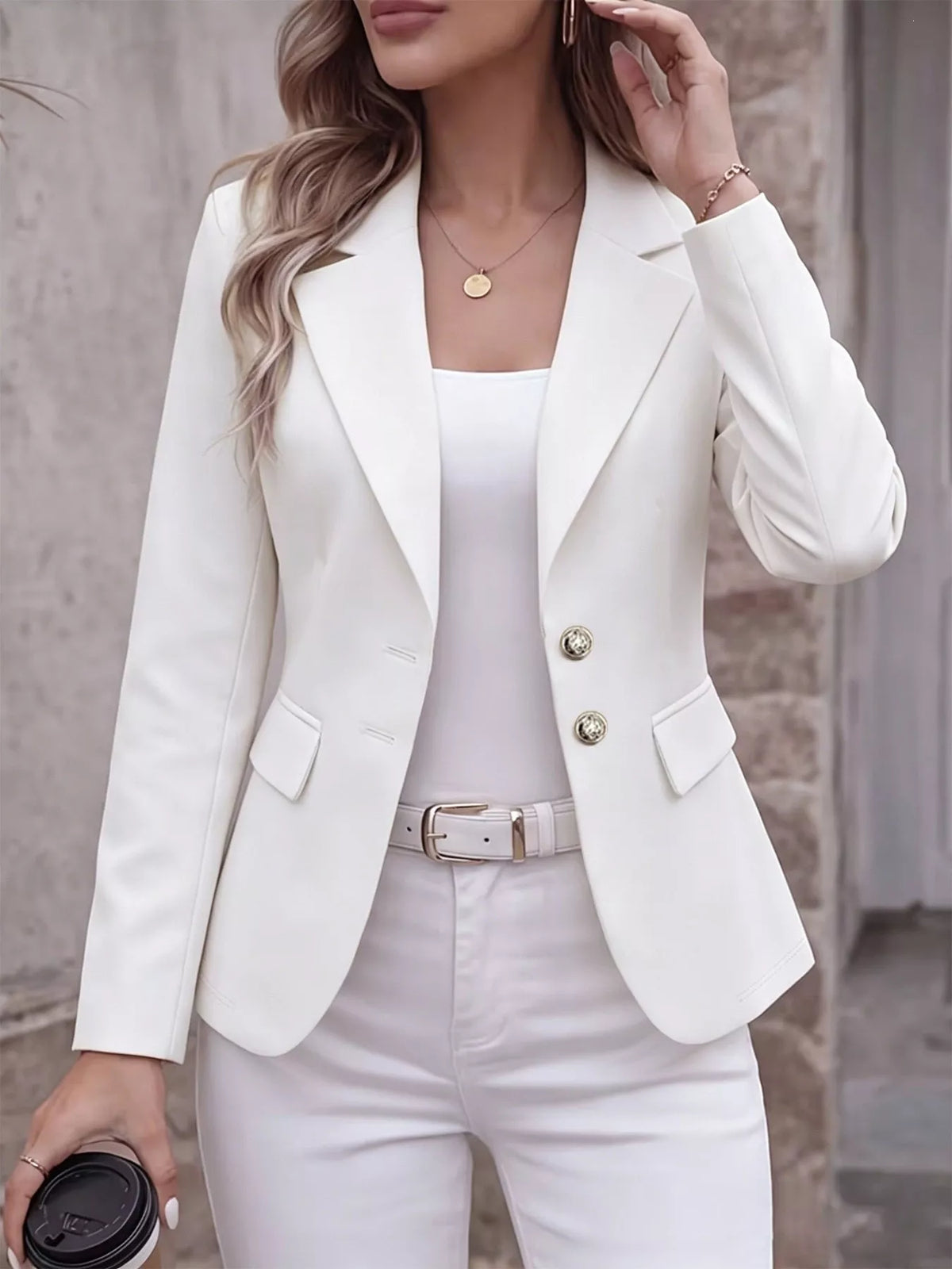 Full Size Lapel Collar Long Sleeve Blazer Plus Size