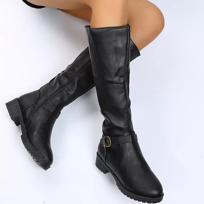 Round Toe Block Heels Boots