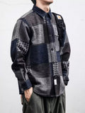Men's Plus Size Plaid Patchwork Button Up Shacket