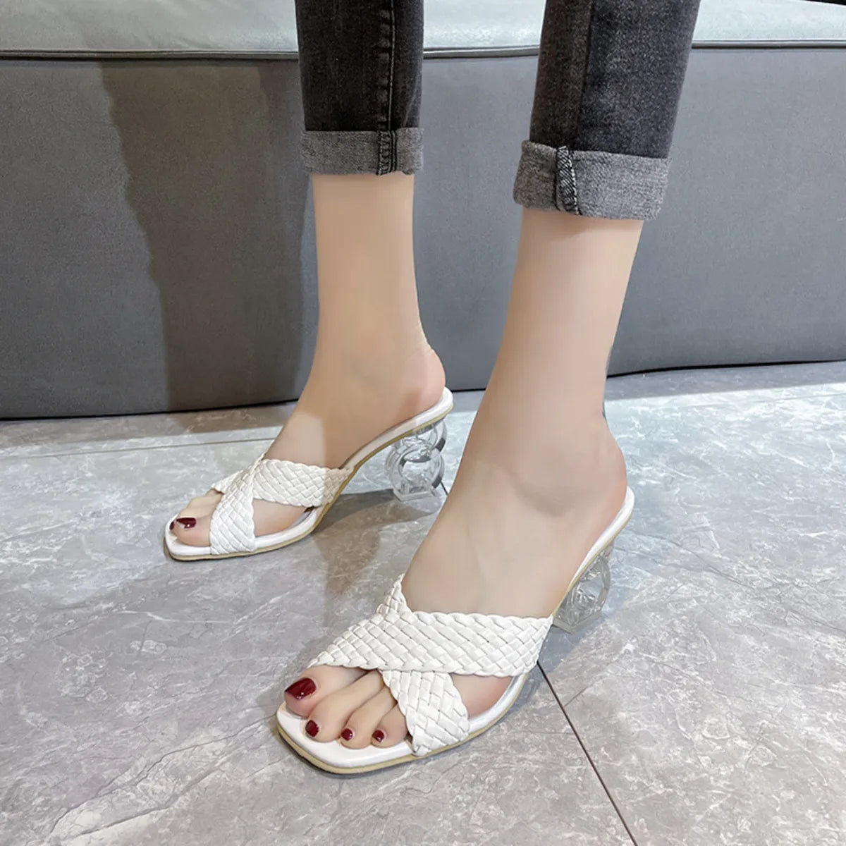 Crisscross Block Heel Sandals