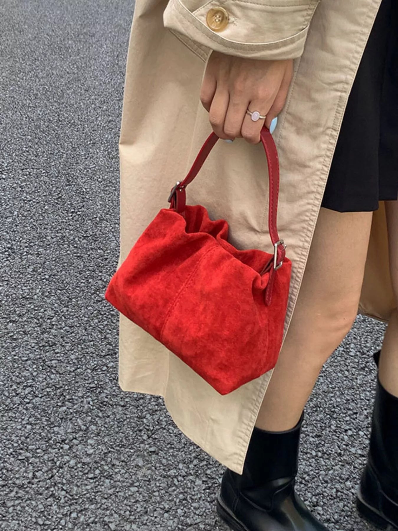 Suede Adjustable Strap Crossbody Bag
