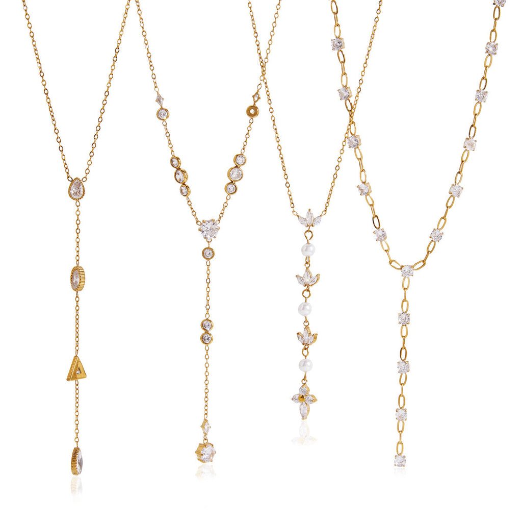 Geometric Zircon Y Necklace Collection