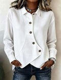 Full Size Asymmetrical Button Down Shirt Plus Size