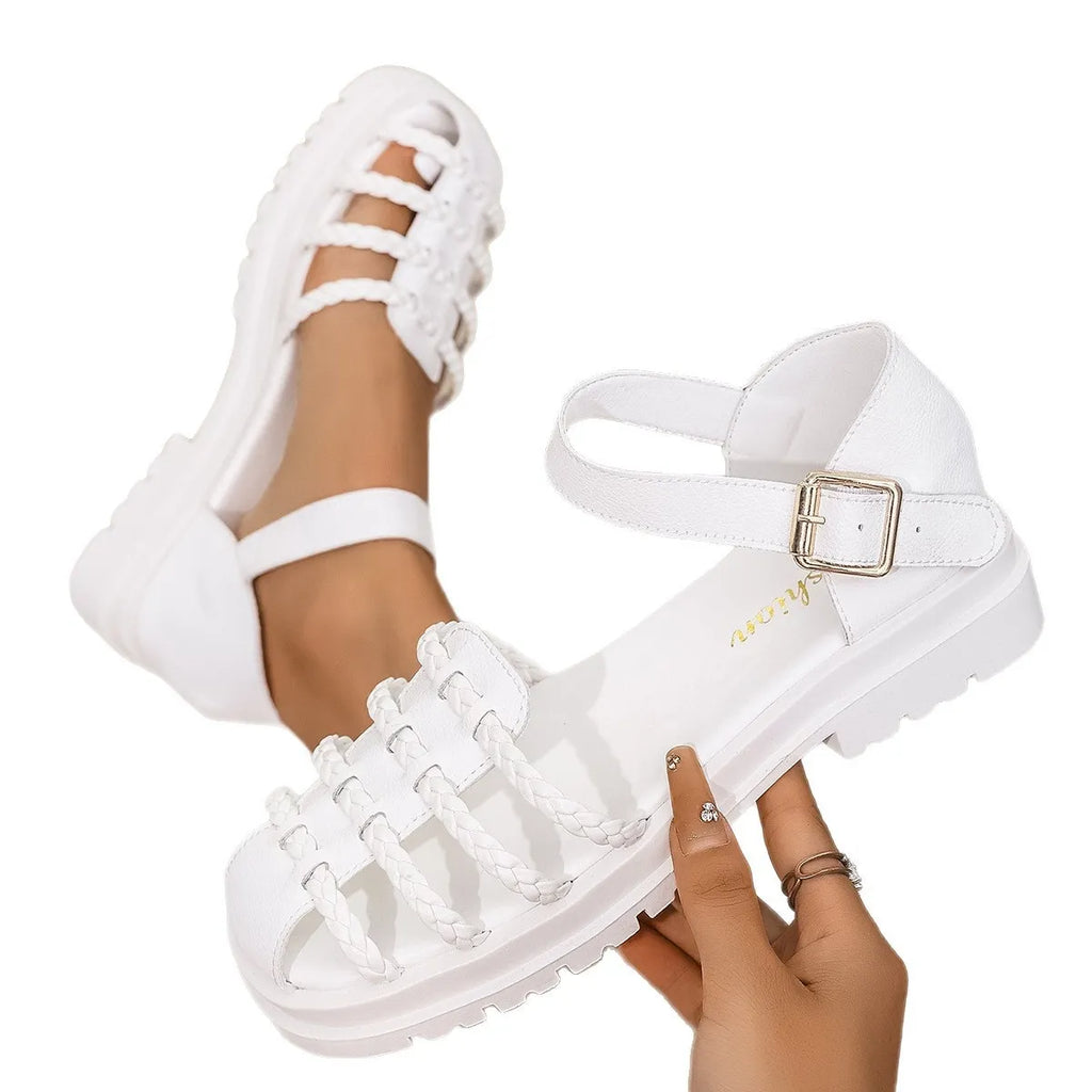 Braided Ankle Strap Sandals