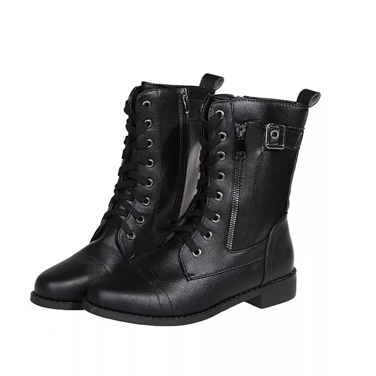 Lace-Up Ankle Boots with Zipper Detail
