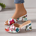 Printed Block Heels Sandals