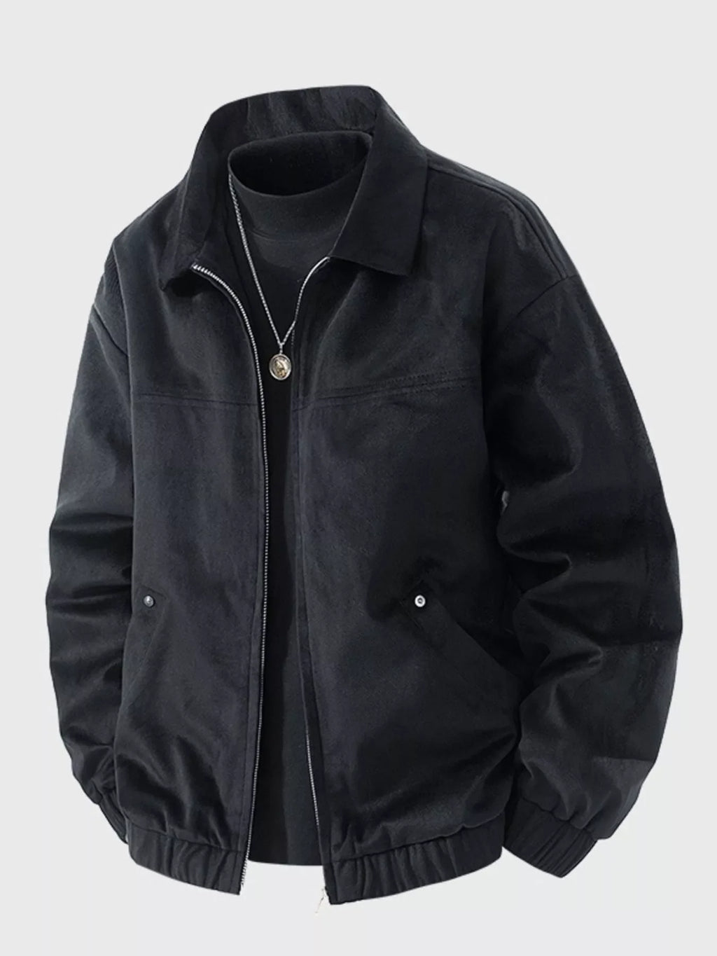 Men's Plus Size Casual Solid Color Zip-Up Jacket
