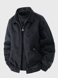 Men's Plus Size Casual Solid Color Zip-Up Jacket