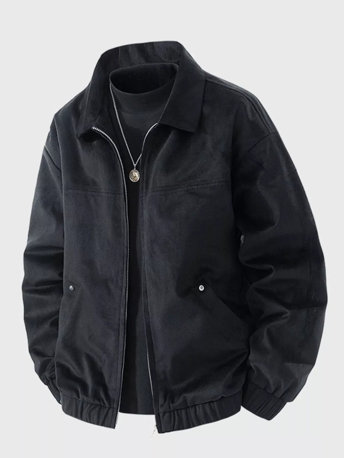 Men's Plus Size Casual Solid Color Zip-Up Jacket