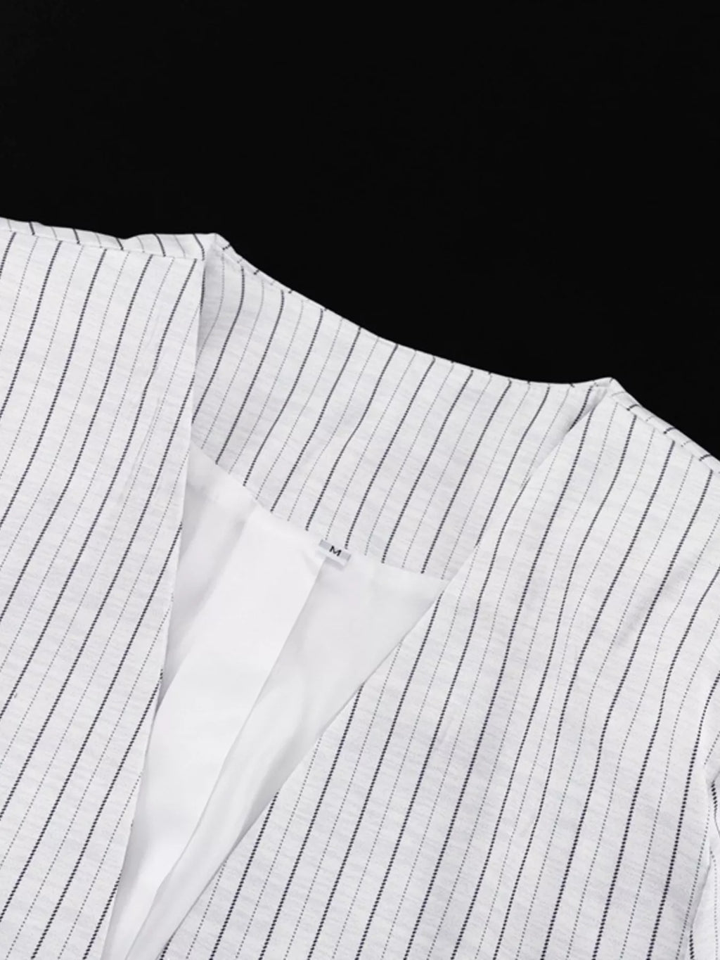Pinstripe Cropped Blazer and Pleated Shorts Set