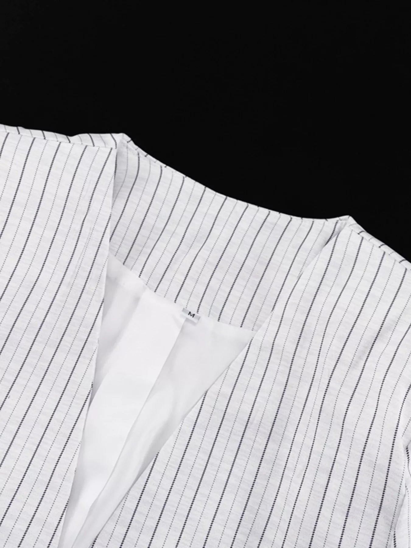 Pinstripe Cropped Blazer and Pleated Shorts Set