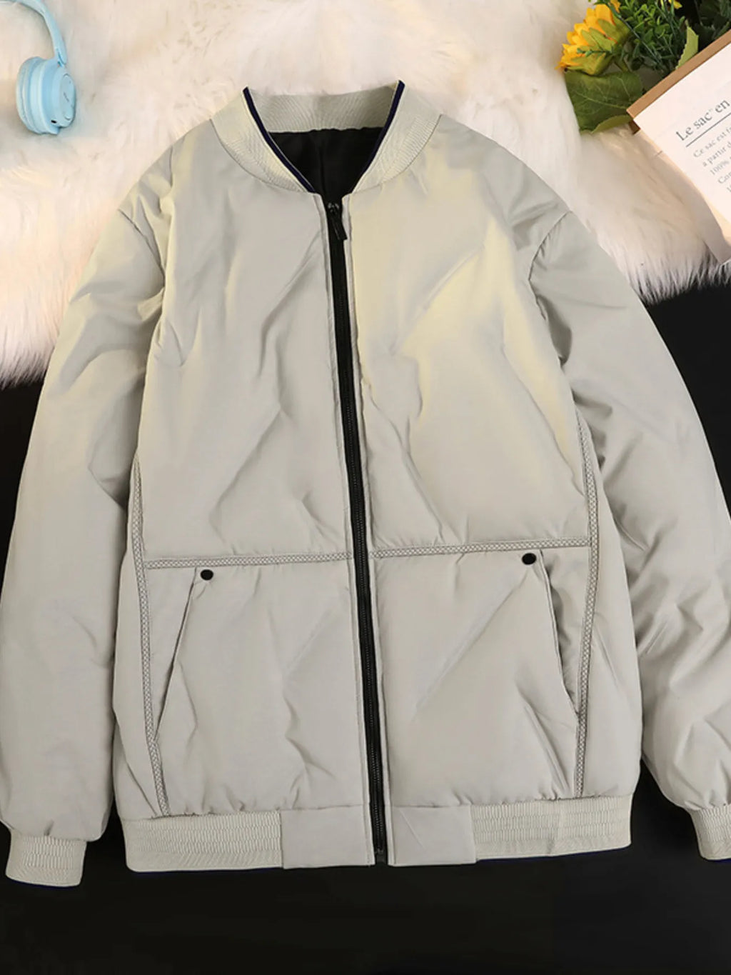 Men's Plus Size Quilted Zip Up Jacket