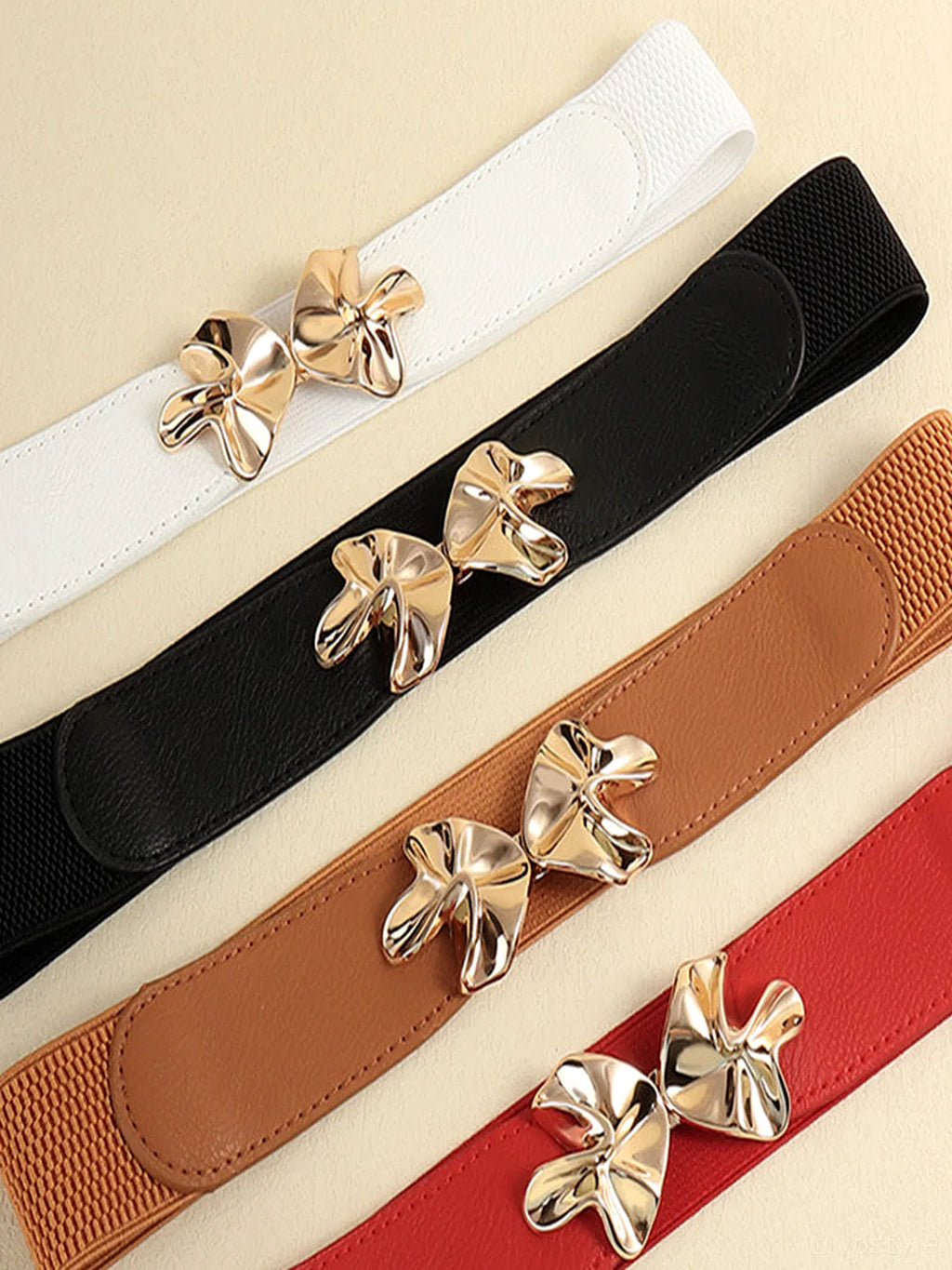 Bow Accent Elastic Belt with Alloy Buckle