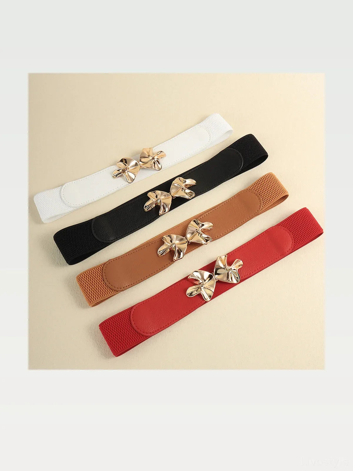 Bow Accent Elastic Belt with Alloy Buckle