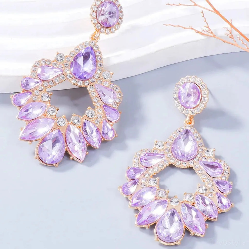 Alloy Rhinestone Chandelier Dangle Earrings