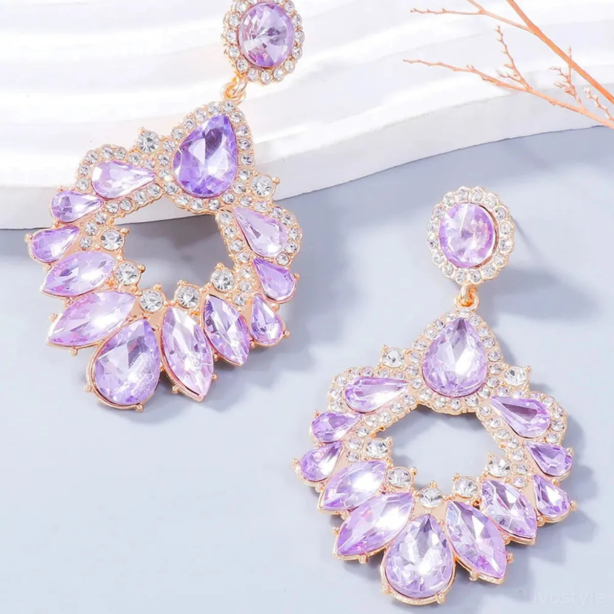 Alloy Rhinestone Chandelier Dangle Earrings
