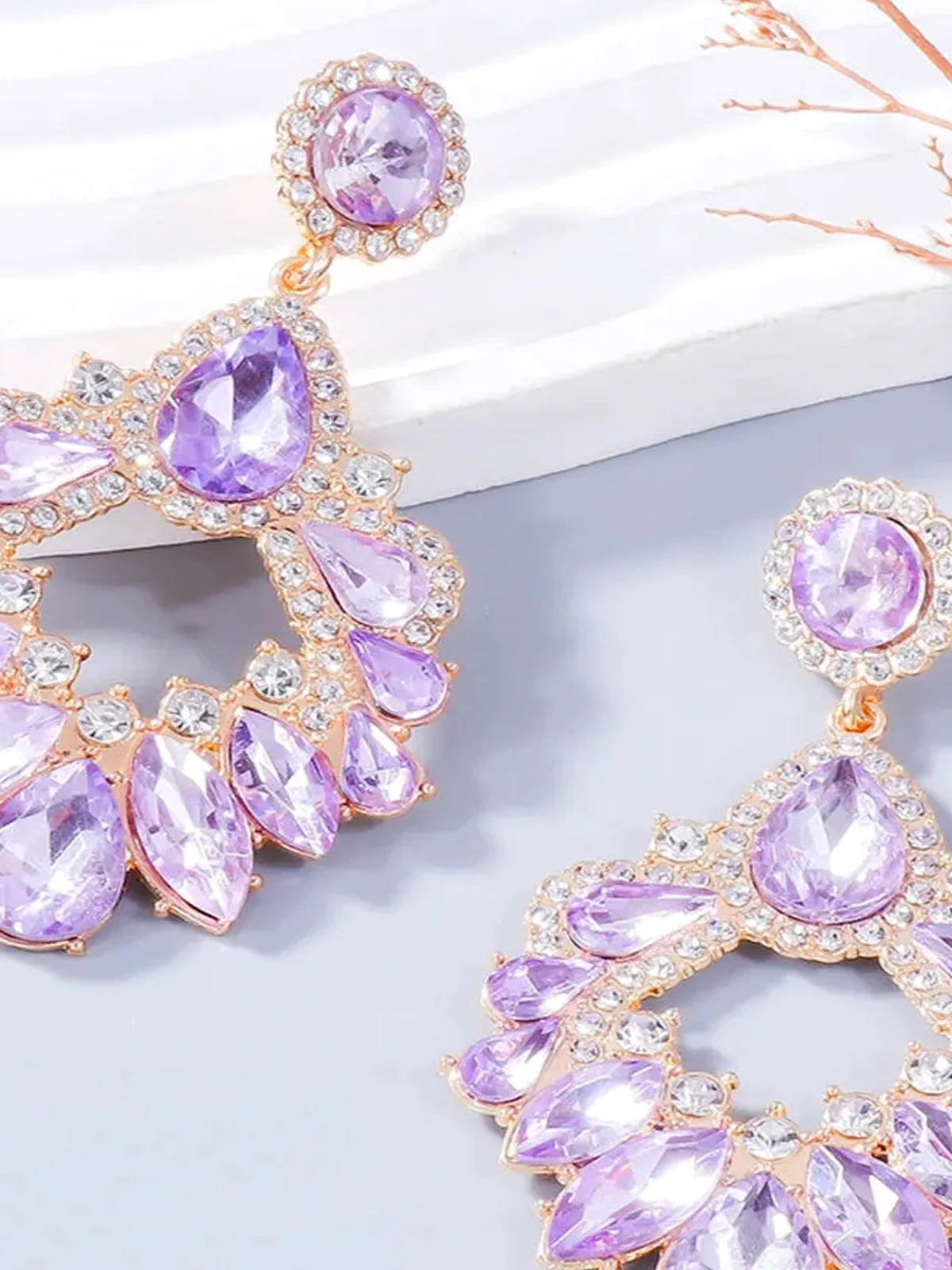 Alloy Rhinestone Chandelier Dangle Earrings