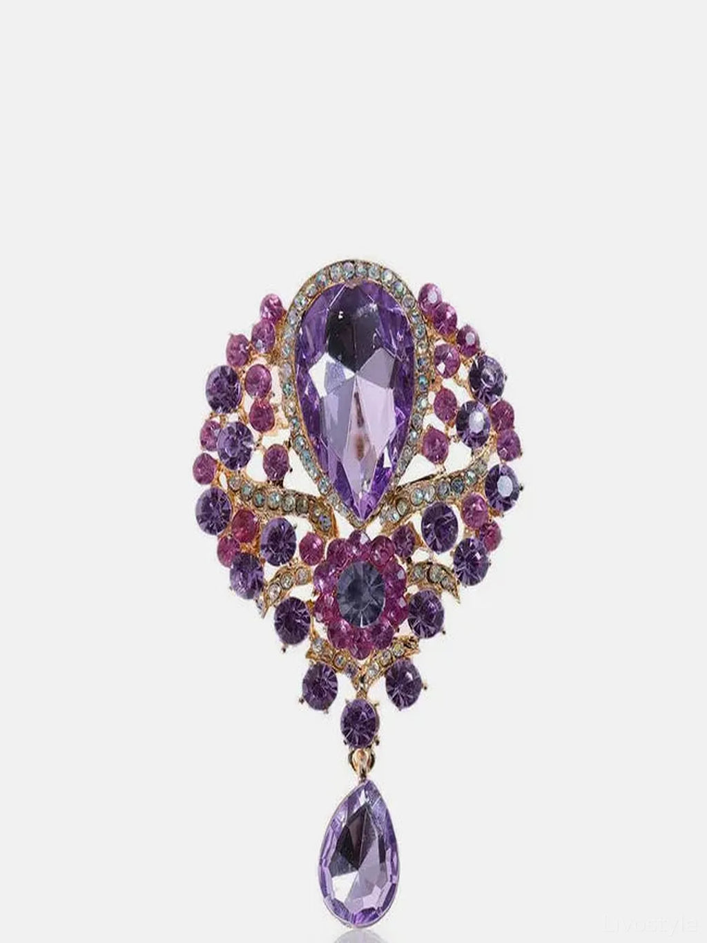 Alloy Rhinestone Teardrop Statement Brooch