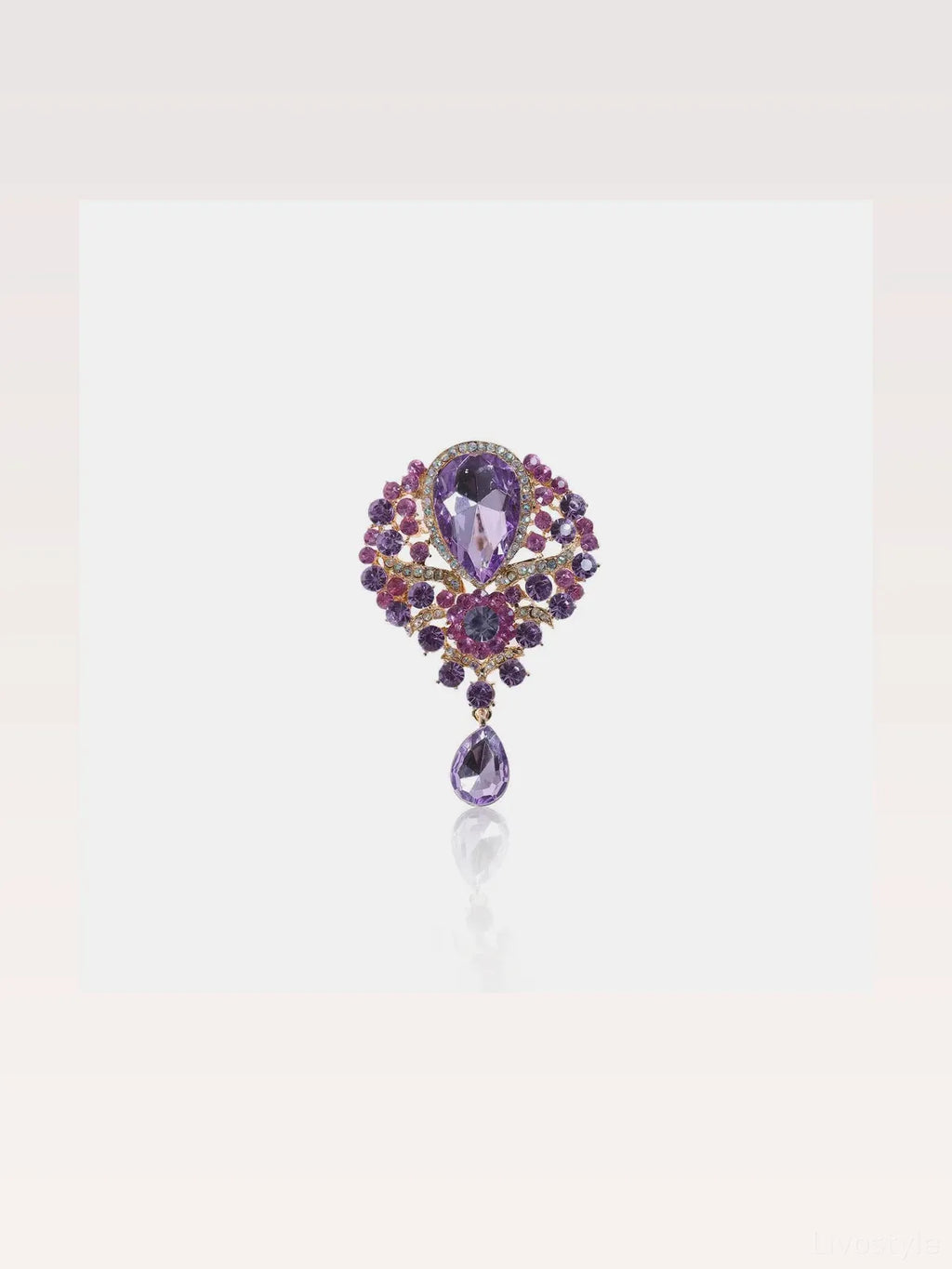 Alloy Rhinestone Teardrop Statement Brooch