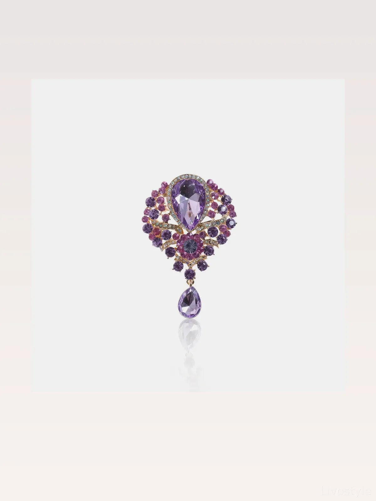 Alloy Rhinestone Teardrop Statement Brooch
