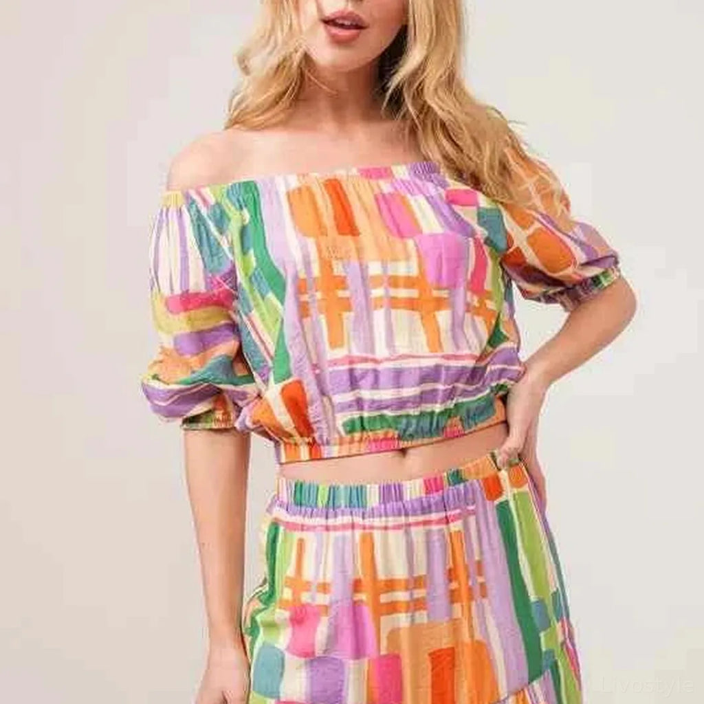 Asymmetric Geo Print Tiered Maxi Skirt