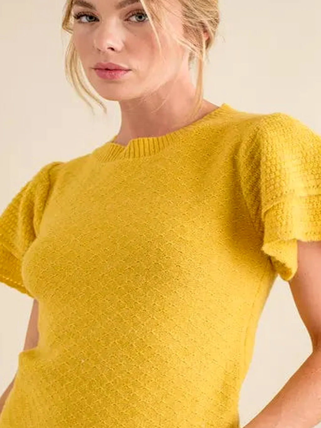 Double Layer Ruffle Sleeve Sweater Top