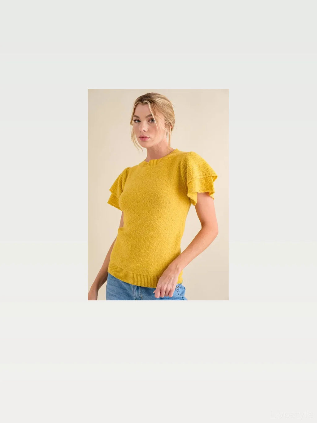 Double Layer Ruffle Sleeve Sweater Top