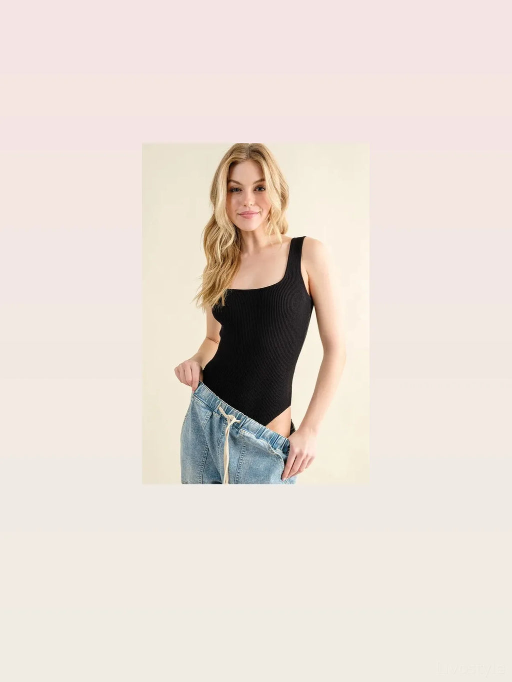 Ribbed Square Neck Sleeveless Bodysuit