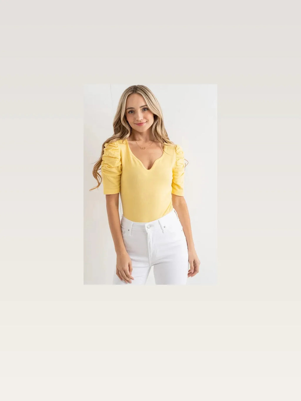 Shirred Puff Sleeve Bodysuit
