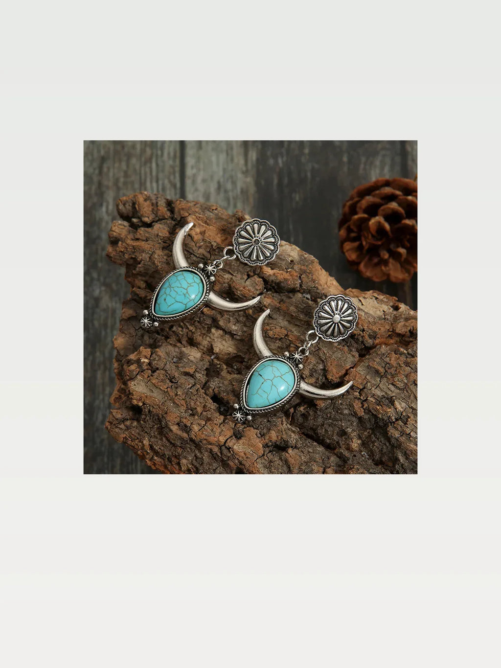 Artificial Turquoise Alloy Cow Head Drop Earrings