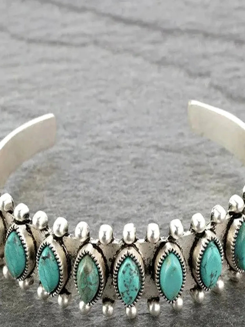 Artificial Turquoise Alloy Open Cuff Bracelet