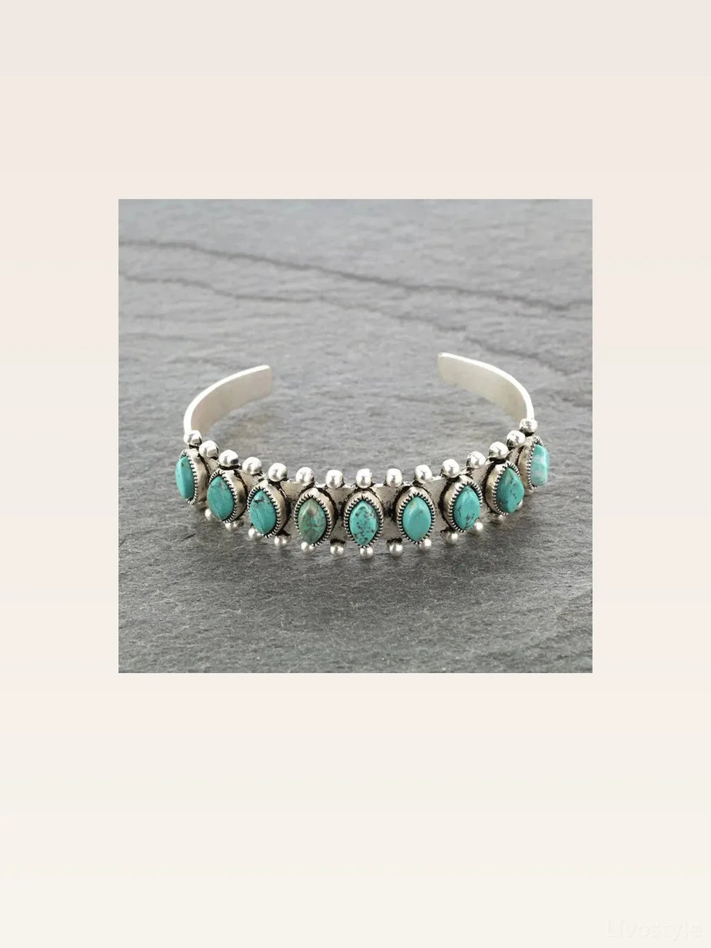 Artificial Turquoise Alloy Open Cuff Bracelet