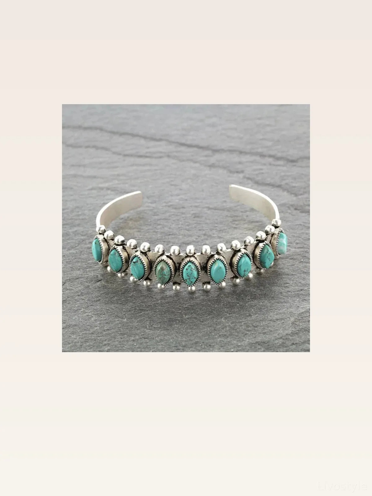 Artificial Turquoise Alloy Open Cuff Bracelet