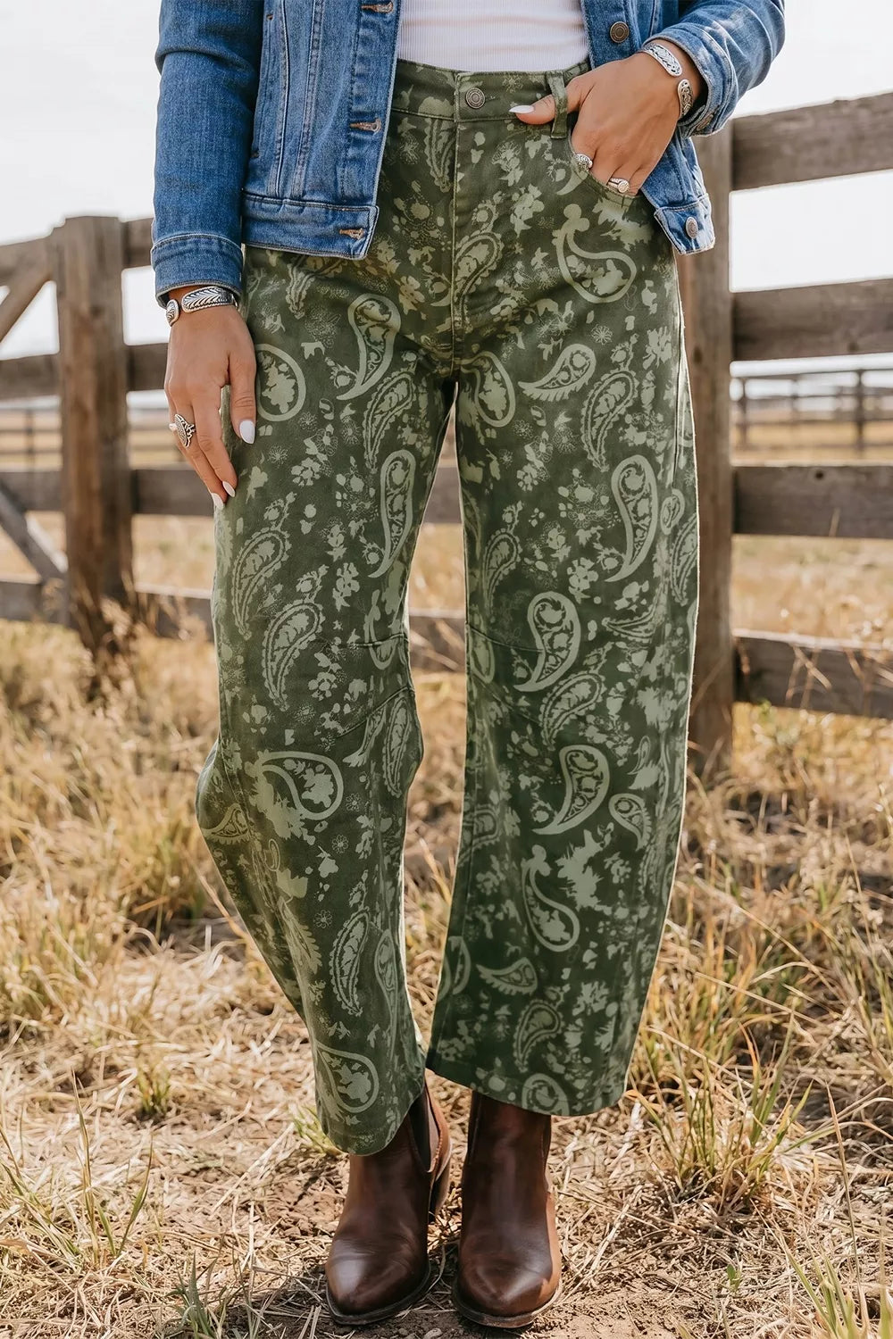 Paisley Print Harem Denim Pants