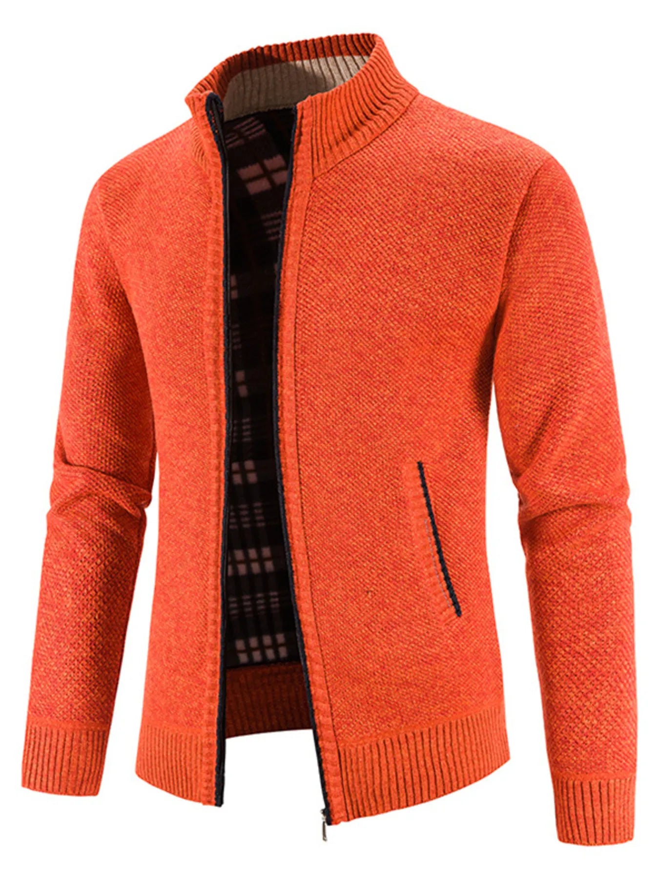 Men's Plus Size Zip-Up Sweater Cardigan with Stand Collar