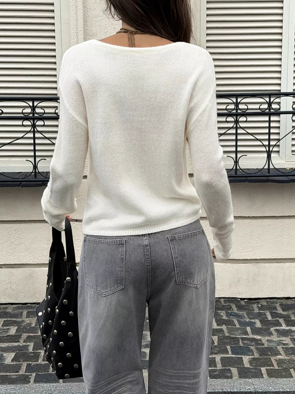 Boat Neck Dropped Shoulder Sweater