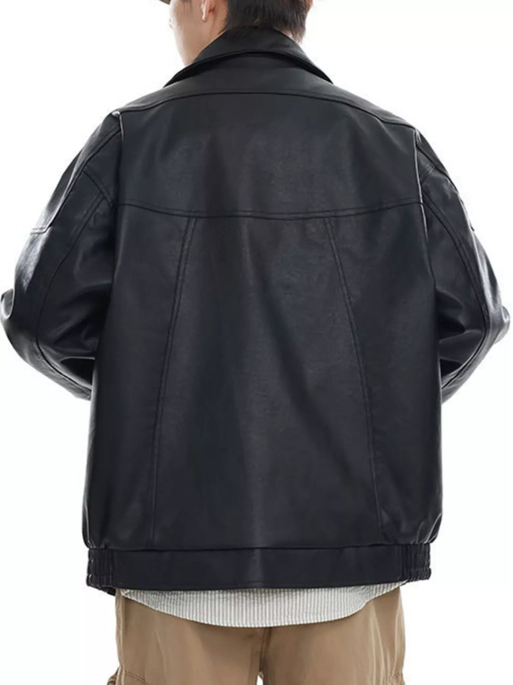Men's Plus Size Stand Collar Leather Jacket