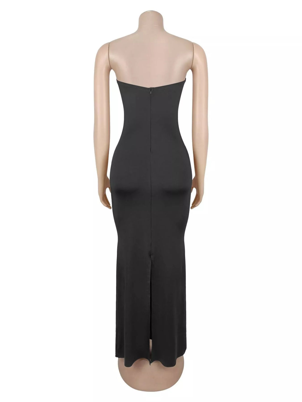 Rhinestone Slit Back Tube Maxi Dress