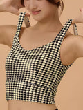 Crisscross Back Houndstooth Active Bra Top