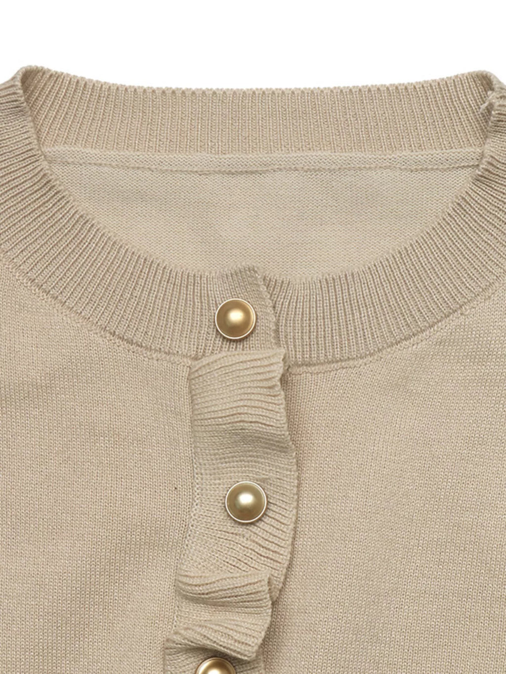 Ruffle Hem Button-Up Cardigan