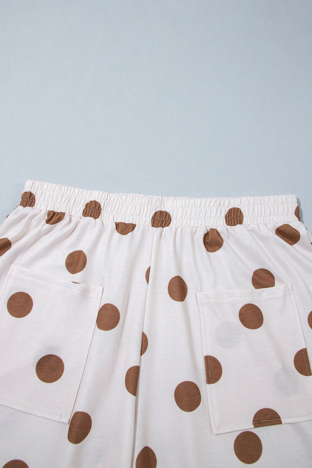 Khaki Polka Dot Elastic Waist Wide Leg Plus Size Pants