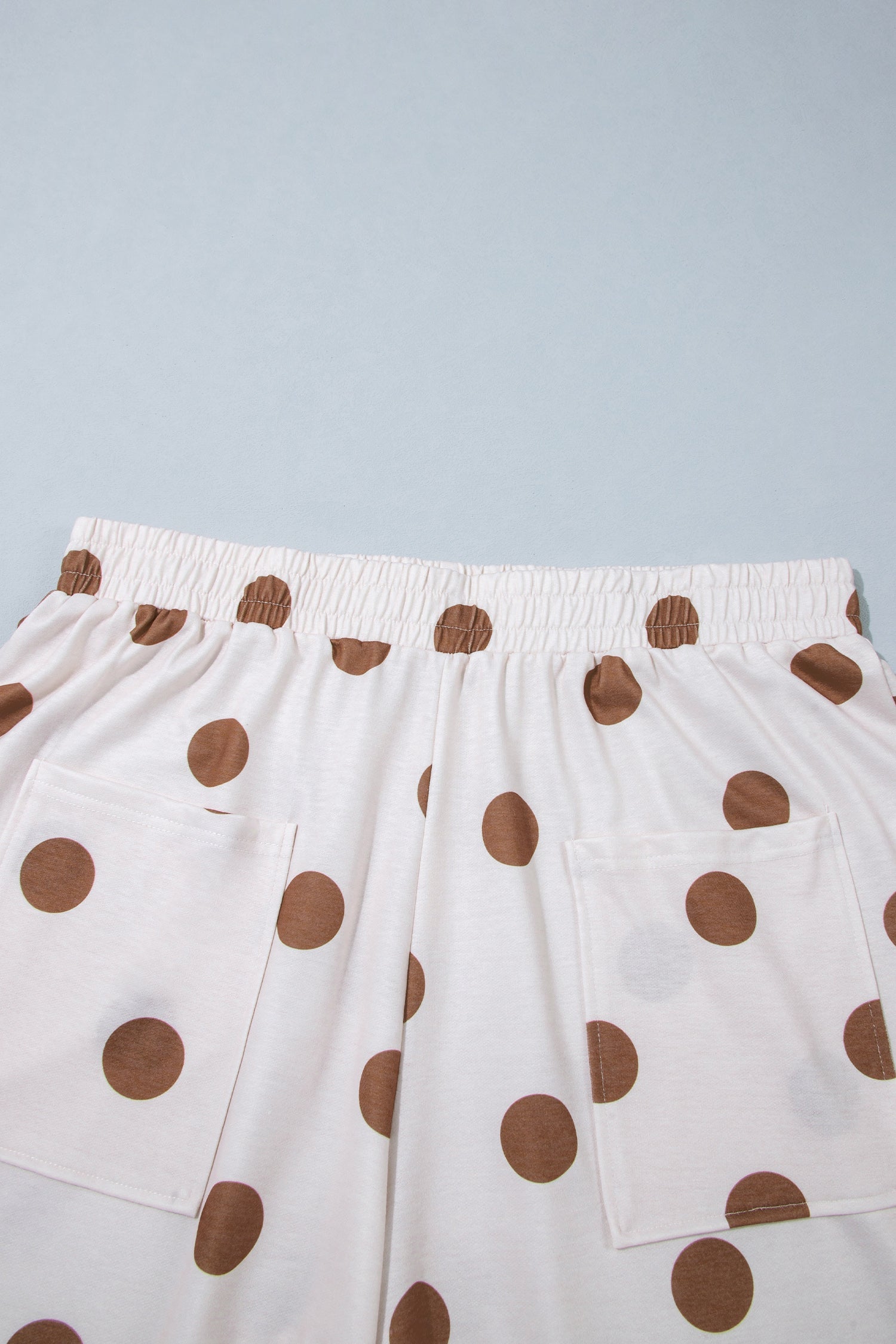 Khaki Polka Dot Elastic Waist Wide Leg Plus Size Pants